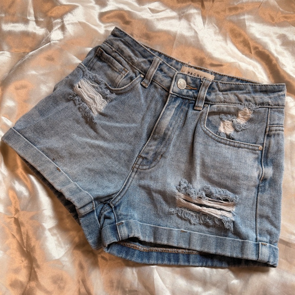 PacSun Light Blue Ripped Denim Shorts
